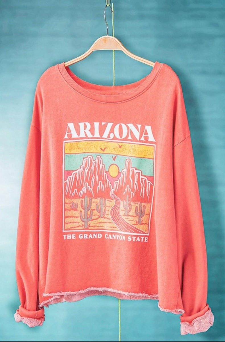 Adventurous Acid Washed Graphic Cropped Sweatshirt