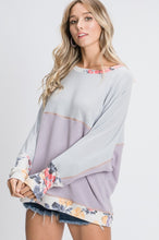 Load image into Gallery viewer, Colour Block Floral Long Sleeve Top
