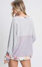 Load image into Gallery viewer, Colour Block Floral Long Sleeve Top
