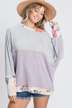 Load image into Gallery viewer, Colour Block Floral Long Sleeve Top
