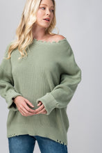 Load image into Gallery viewer, Frayed Hem Rib Knit Oversized Sweater
