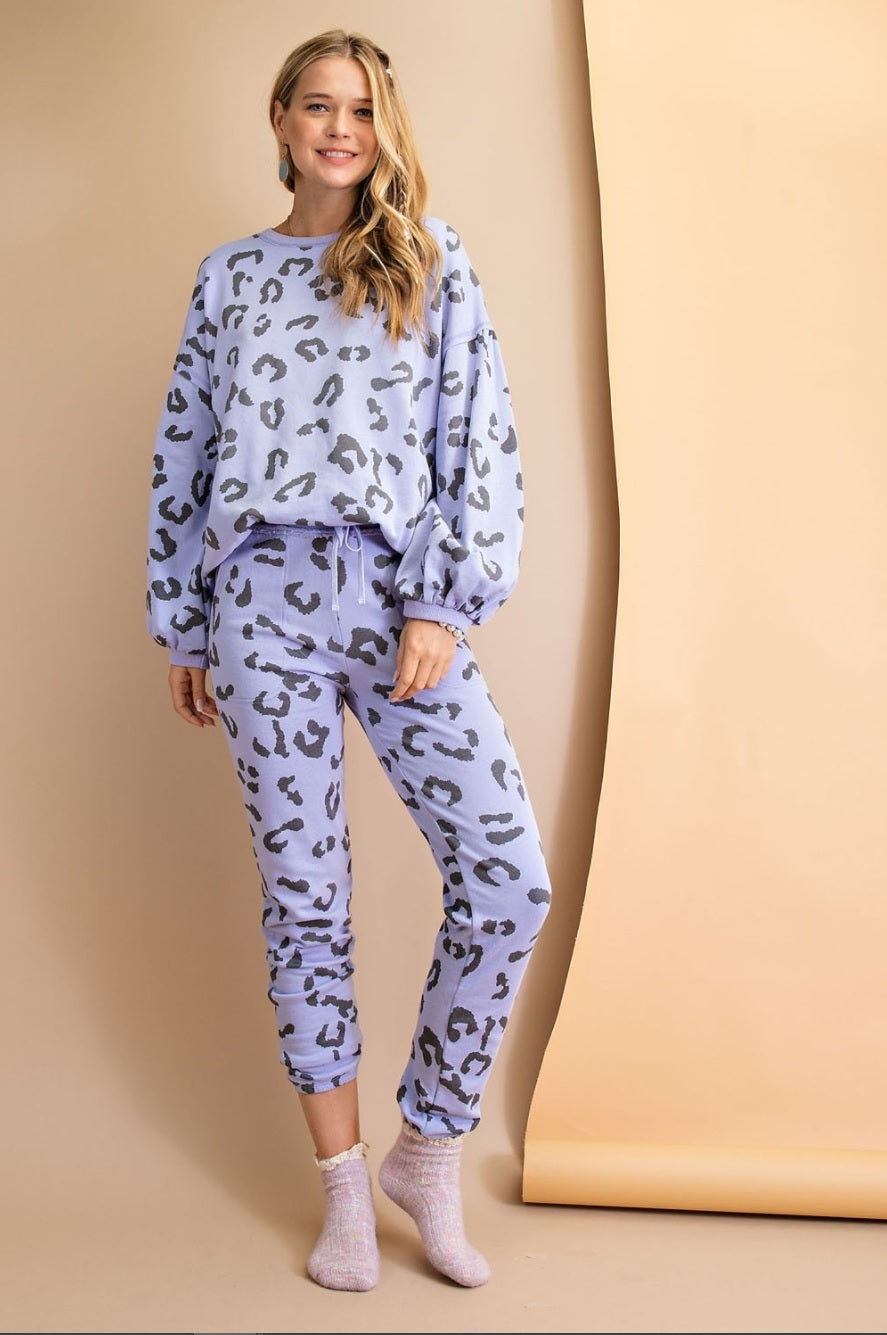 Lilac Leopard Pullover Sweat Suit