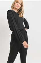 Load image into Gallery viewer, Padded Shoulders Long Balloon Sleeves Jumpsuit
