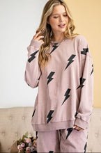 Load image into Gallery viewer, Long Sleeve Pink Lightning Bolt Terry Knit Set
