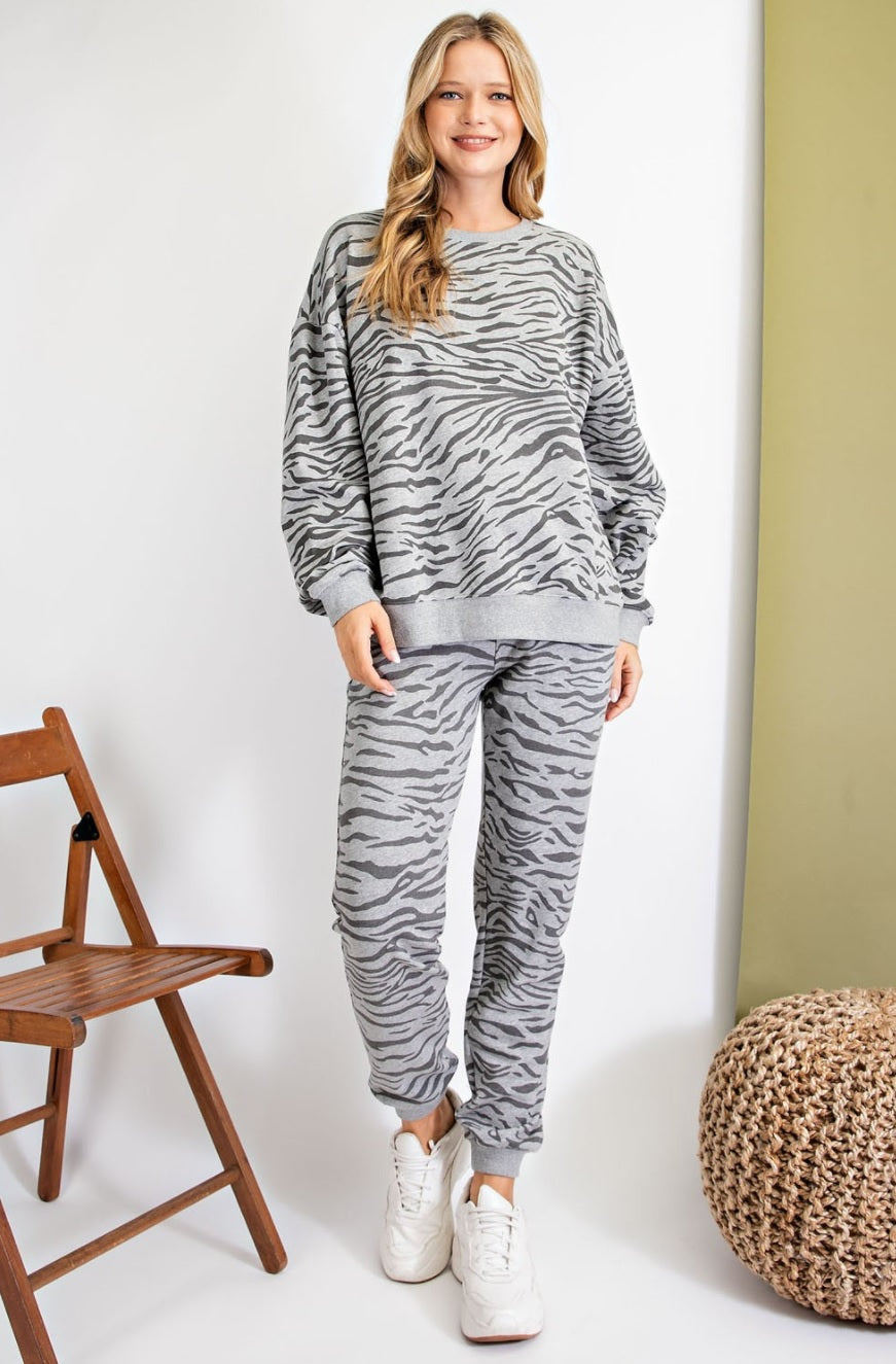 Zebra Print Terry Knit Set